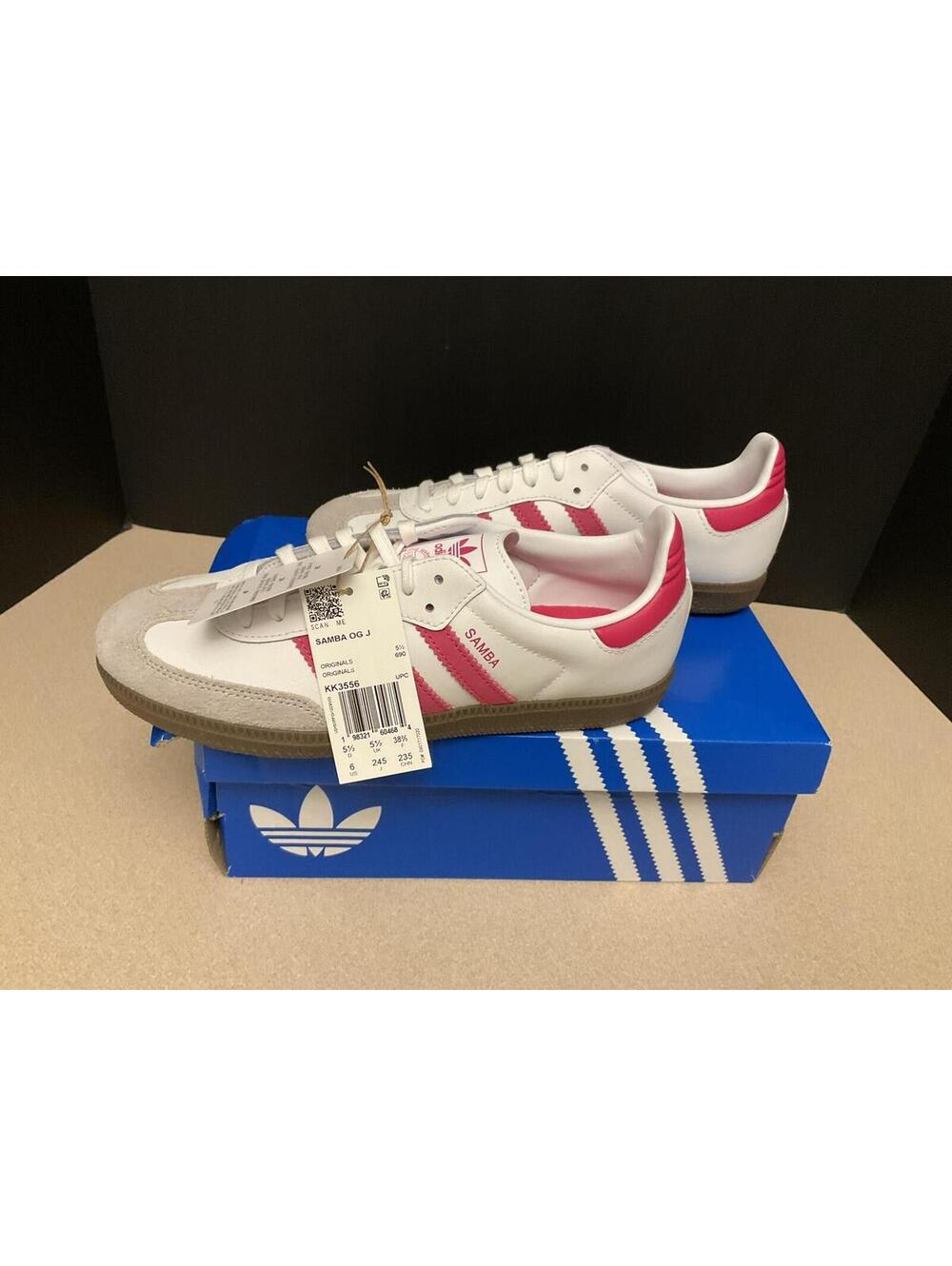 New! Adidas Originals Samba OG White/Pink Shoes. Youth’s 6. Women’s 7. Nice!! - Picture 7 of 11